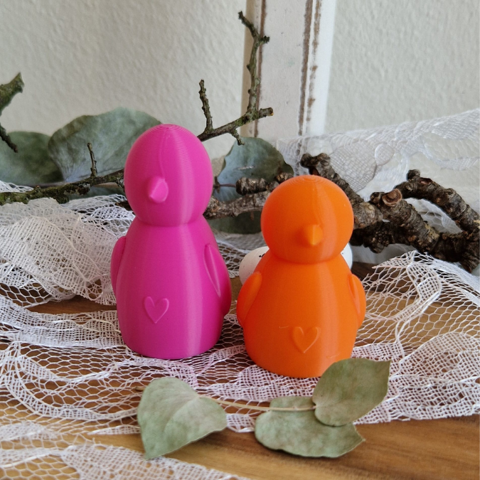 STL 3D Druck Datei 4er Set Vögel Vogel Vogelfamilie skalierbar 3D-Druck Datei Ostern Herzhase – Bild 11
