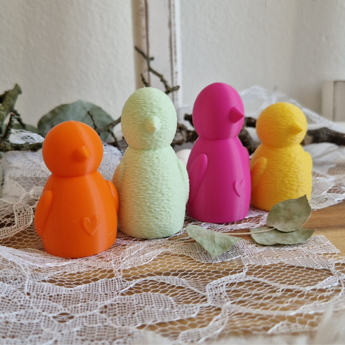 STL 3D Druck Datei 4er Set Vögel Vogel Vogelfamilie skalierbar 3D-Druck Datei Ostern Herzhase – Bild 10