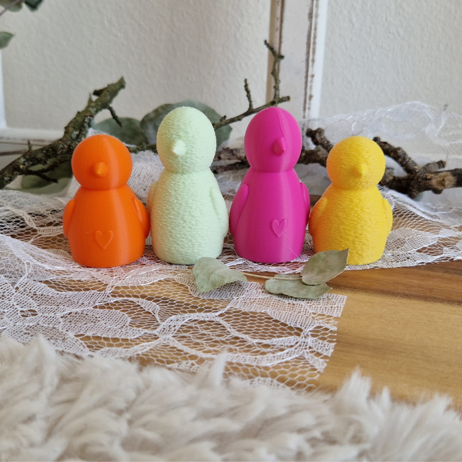 STL 3D Druck Datei 4er Set Vögel Vogel Vogelfamilie skalierbar 3D-Druck Datei Ostern Herzhase – Bild 8