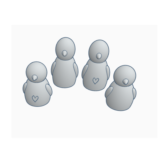 STL 3D Druck Datei 4er Set Vögel Vogel Vogelfamilie skalierbar 3D-Druck Datei Ostern Herzhase – Bild 2