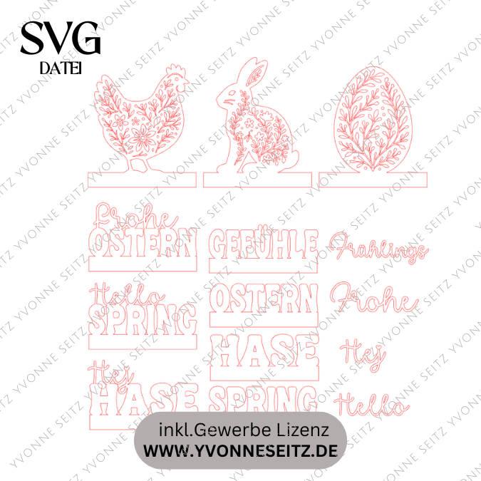SVG Laserdatei Verschiedene Designs Osterklötzchenset Klötzchen Ei Hase Huhn Osterdeko für easy sticks Ostern SVG Datei Osterschriftzug – Bild 2