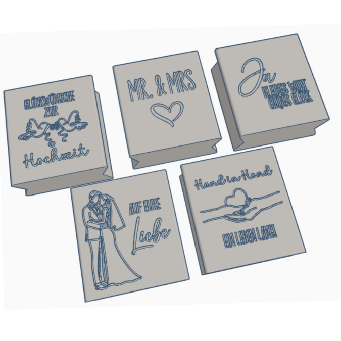 STL 3D Druck Datei 5 Designs Tüte Leuchttüte Hochzeit Geschenktüte Deko Hochzeitsgeschenk 3D-Datei 3D-Druck Vorlage Brautpaar Geschenkidee – Bild 2