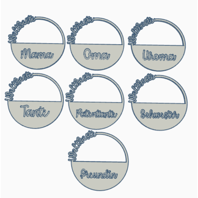 STL 3D Druck Datei Kränze 7 Designs Mama Oma Uroma Tante Patentante Schwester Freundin 3D-Datei 3D-Druck Vorlage Geschenkidee Kranz XXL-Set – Bild 2