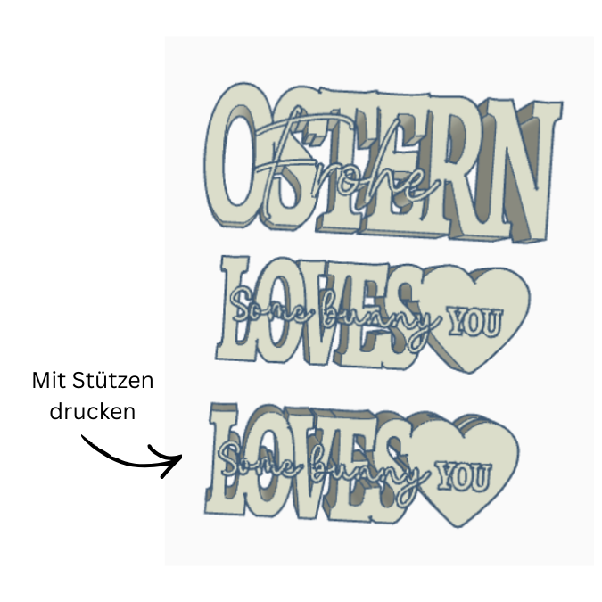 STL 3D Druck Datei 3er Set Ostern Osterschriftzug Herz zum füllen mit Blumen oder Geld some Bunny loves you 3D-Datei 3D-Druck Vorlage – Bild 2