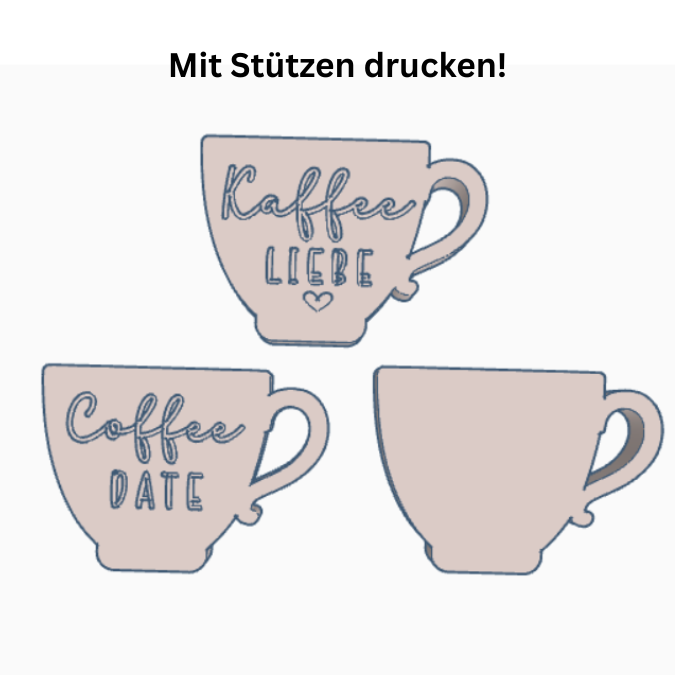 STL 3D Druck Datei Kaffee Tassen zum füllen mit Blumen 3 Designs inkl Blanko Kaffee Liebe Freundin Einladung zum Kaffee trinken Kaffeedate – Bild 2