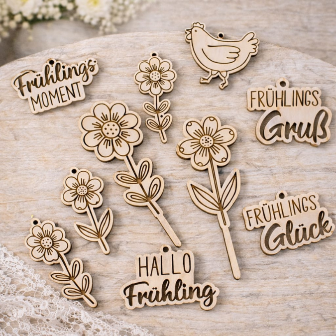 SVG Laserdatei Frühling Stecker und Anhänger Caketopper Pflanzenstecker Hühner Frühlingsdatei Laser Geschenkanhänger Blumen SVG Datei – Bild 10