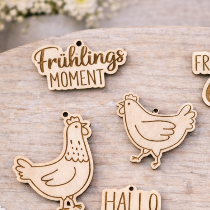 SVG Laserdatei Frühling Stecker und Anhänger Caketopper Pflanzenstecker Hühner Frühlingsdatei Laser Geschenkanhänger Blumen SVG Datei – Bild 6