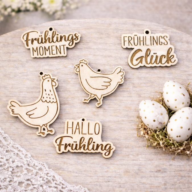 SVG Laserdatei Frühling Stecker und Anhänger Caketopper Pflanzenstecker Hühner Frühlingsdatei Laser Geschenkanhänger Blumen SVG Datei – Bild 8