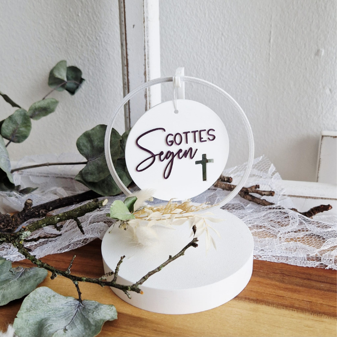 STL 3D Druck Datei Aufhänger 6er Set Kirche neutral Dekoscheiben Geschenkanhänger passend zum Ständer im Shop Designscheiben Taufe Hochzeit – Bild 5