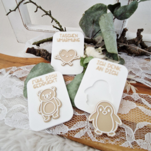 STL 3D Druck Datei Taschenumarmung 3er Beste Freundin Kleinigkeit hdl Geschenkidee Mitbringsel Freundschaft 3D-Druck Datei Pinguin Bär Herz