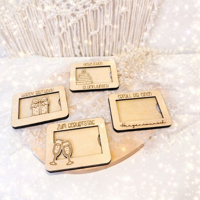 12 Designs Laserdatei Verpackung für Gutscheinkarten Gutscheine Geld Geburtstag Ec Kartengröße Geldgeschenk Wunschgutschein SVG Datei – Bild 9