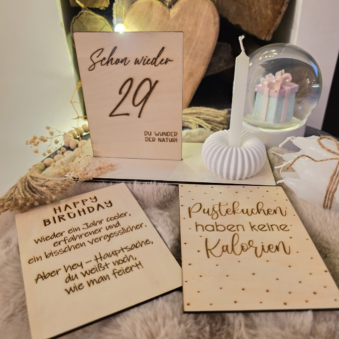 SVG Laserdatei 10 designs Aufsteller 3mm 4mm Geburtstag mit Platz für Kleingkeiten, Blumen, Kerze Pustekuchen SVG-Datei geburtstagsgeschenk – Bild 6