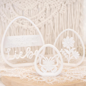 STL 3D Druck Datei Frühling 3er Set Eier zum stellen Schmetterling Blumen Floral Ostern 3D-Datei 3D-Druck Vorlage Osterdeko minimalistisch