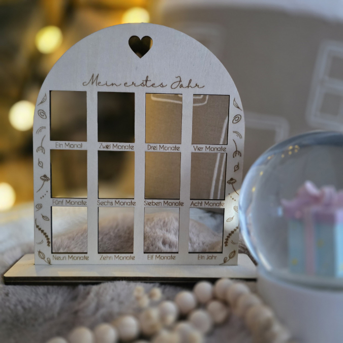 SVG Laserdatei Bilderrahmen Jahrescolage Mein erstes Jahr Baby 1. Geburtstag Geburt geschenkidee zur Geburt SVG Datei für 3mm und 4mm Holz – Bild 8
