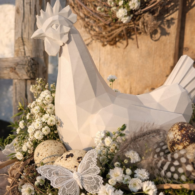 1 STL 3D Druck Datei Graphisches Huhn geometrisch Ostern Hahn skalierbar 3D-Druck Datei Frühling elegante Frühlingsdeko Skulptur – Bild 4