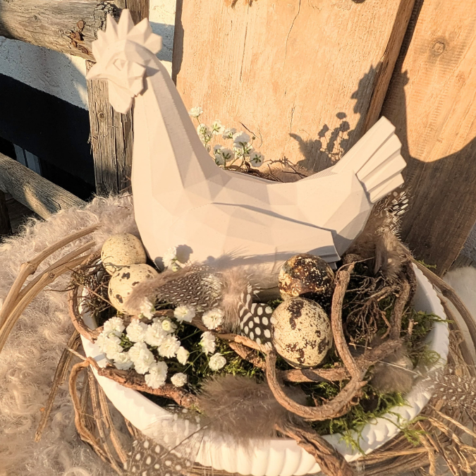 1 STL 3D Druck Datei Graphisches Huhn geometrisch Ostern Hahn skalierbar 3D-Druck Datei Frühling elegante Frühlingsdeko Skulptur – Bild 5