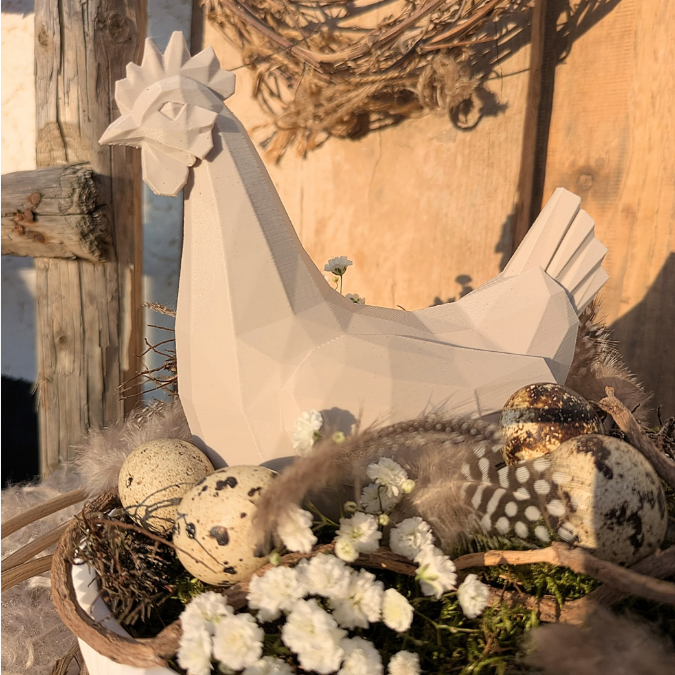 STL 3D Druck Datei Graphisches Huhn geometrisch Ostern Hahn skalierbar 3D-Druck Datei Frühling elegante Frühlingsdeko Skulptur – Bild 7