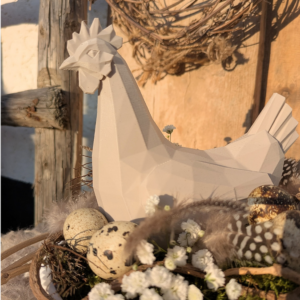 1 STL 3D Druck Datei Graphisches Huhn geometrisch Ostern Hahn skalierbar 3D-Druck Datei Frühling elegante Frühlingsdeko Skulptur