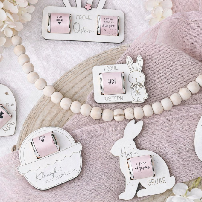 12 Designs SVG Laserdatei Ostern Halter für Küsschen Verpackung SVG-Datei Osterhase Laser Hase Osterküsschen mit aussparung für Schokolade – Bild 9