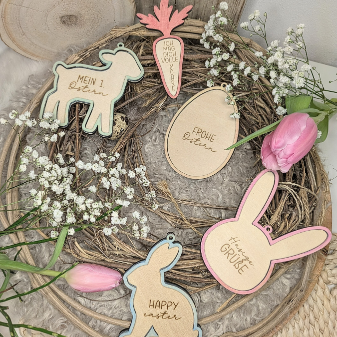 SVG Laserdatei Osteranhänger Aufhänger Geschenkanhänger Anhänger Laser Osterei Osterhase Hase Lamm Kücken Ei Karotte Osterdeko SVG Datei – Bild 21