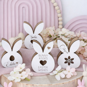 SVG Laserdatei 4 Designs Mini Hasen zum füllen mit Blumen, Geld oder Ballonlicht Frühling Ostern Lichtdatei Leuchtdeko SVG-Datei Osertlicht