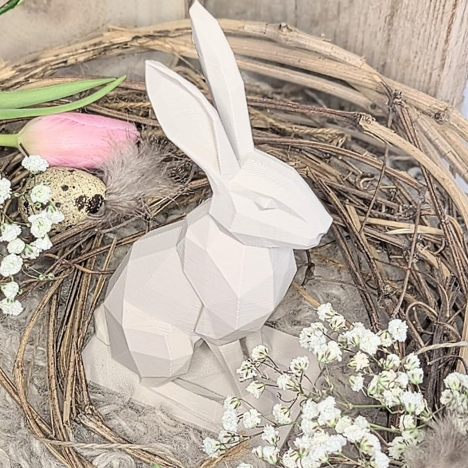 STL 3D Druck Datei Graphischer Hase geometrisch Osterhase Hase skalierbar 3D-Druck Datei Ostern elegante Osterdeko Skulptur – Bild 3