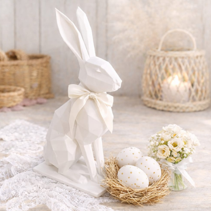 STL 3D Druck Datei Graphischer Hase geometrisch Osterhase Hase skalierbar 3D-Druck Datei Ostern elegante Osterdeko Skulptur