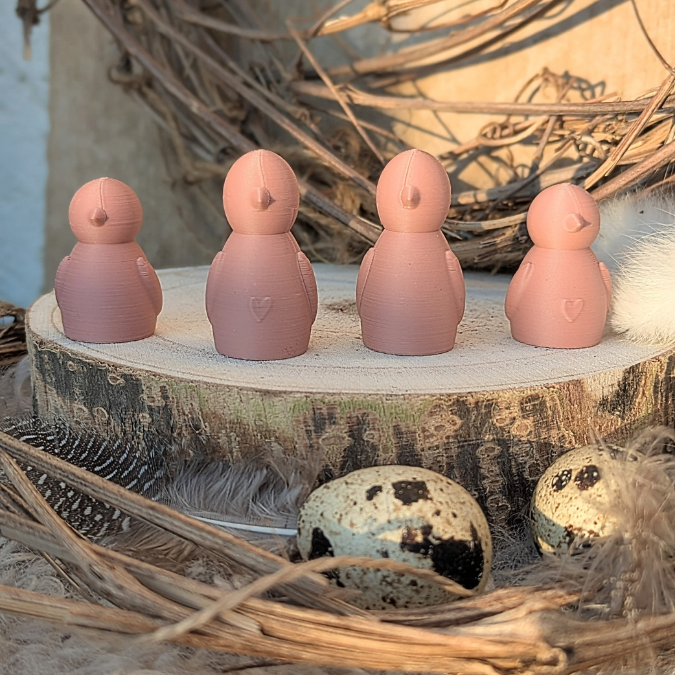 STL 3D Druck Datei 4er Set Vögel Vogel Vogelfamilie skalierbar 3D-Druck Datei Ostern Herzhase – Bild 5