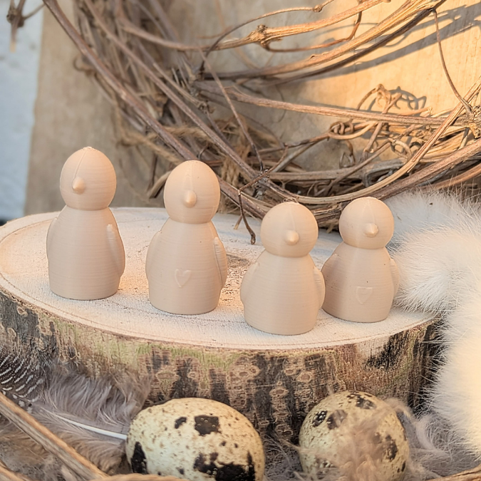 STL 3D Druck Datei 4er Set Vögel Vogel Vogelfamilie skalierbar 3D-Druck Datei Ostern Herzhase – Bild 7