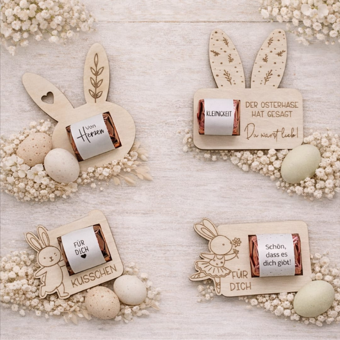 12 Designs SVG Laserdatei Ostern Halter für Küsschen Verpackung SVG-Datei Osterhase Laser Hase Osterküsschen mit aussparung für Schokolade – Bild 21