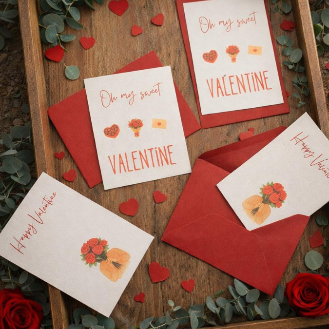 Postkarten Druckvorlage 2 Designs Valentinstag oh my sweet valentine PDF Karte Geschenkkarte Printable Postkarte Liebeserklärung – Bild 2