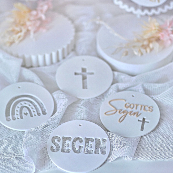 STL 3D Druck Datei Aufhänger 6er Set Kirche neutral Dekoscheiben Geschenkanhänger passend zum Ständer im Shop Designscheiben Taufe Hochzeit – Bild 6