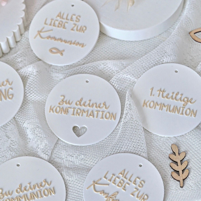 STL 3D Druck Datei Aufhänger 9er Set Kirche Konfirmation Kommunion Dekoscheiben passend zum Ständer im Shop Designscheiben Taufe Hochzeit – Bild 4