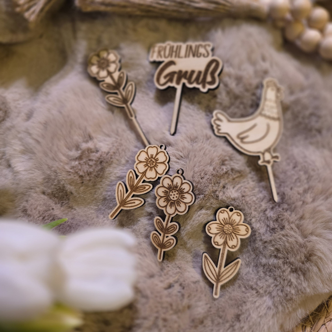 SVG Laserdatei Frühling Stecker und Anhänger Caketopper Pflanzenstecker Hühner Frühlingsdatei Laser Geschenkanhänger Blumen SVG Datei – Bild 22