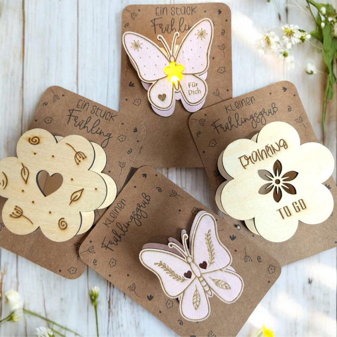 PRINT DRUCKVORLAGE PDF Verpackung Kleinigkeiten Geschenkkarte 2 Designs Kleiner Frühlingsgruß Printable zum ausdrucken blumen Frühling to go – Bild 2