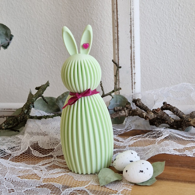 STL 3D Druck Datei Hase mit Herz im Ohr zum einkleben Osterhase Rillenhase Hase mit rillen 3D-Druck Datei Ostern – Bild 3