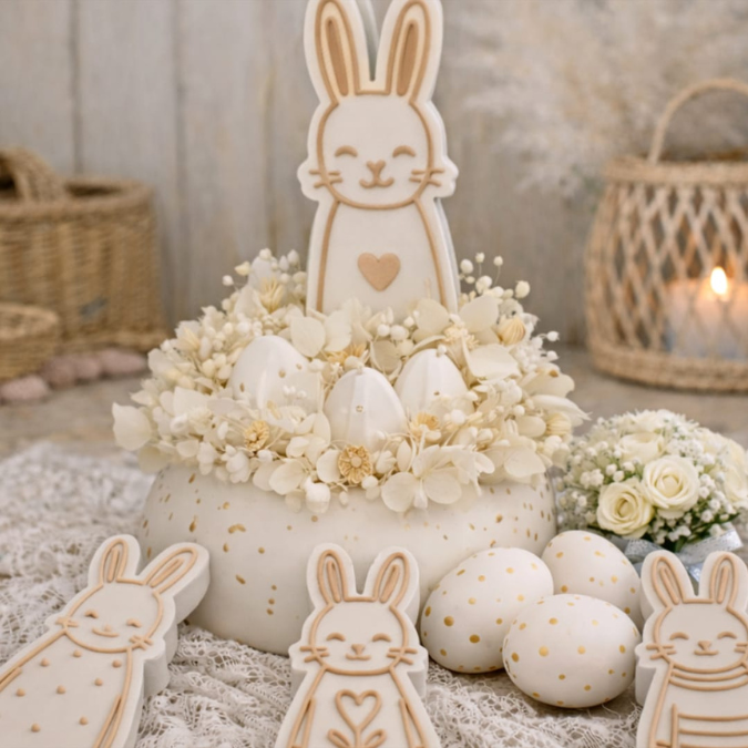 1 STL 3D Druck Datei Pflanzenstecker Hasen Gartenstecker Frühling Ostern Homedecor Outdoor Deko Beetstecker für 8mm & 10mm Stäbe Bambu Skandi