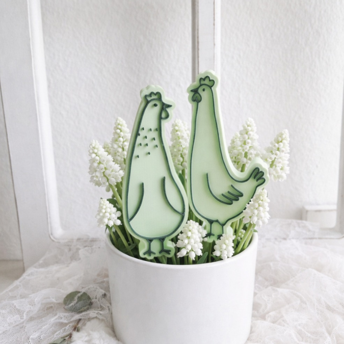 1 STL 3D Druck Datei 4 designs Pflanzenstecker Hühner Gartenstecker Frühling Ostern Homedecor Outdoor Deko Beetstecker für 8mm & 10mm Stäbe Bambu – Bild 6