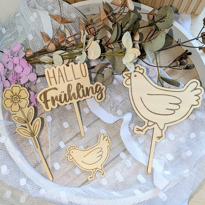 SVG Laserdatei Frühling Stecker und Anhänger Caketopper Pflanzenstecker Hühner Frühlingsdatei Laser Geschenkanhänger Blumen SVG Datei – Bild 23