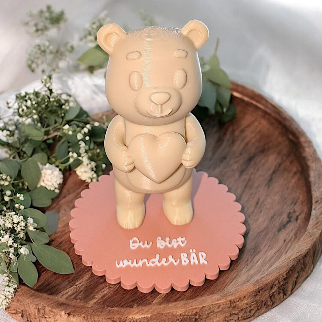 STL 3D Druck Datei Bär mit 9 Geschenkscheiben seperat druckbar Du bist wunderBÄR Du bist zauBÄRhaft auch für Gießteile 3D-Druck Datei – Bild 4