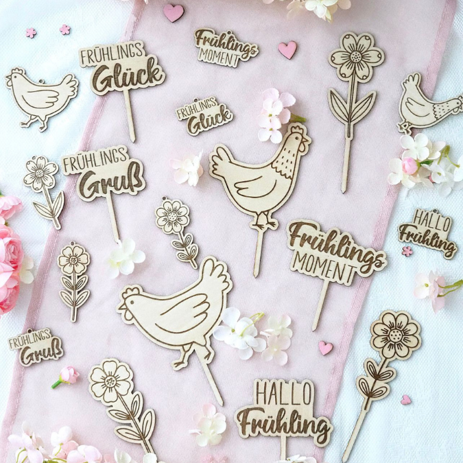 SVG Laserdatei Frühling Stecker und Anhänger Caketopper Pflanzenstecker Hühner Frühlingsdatei Laser Geschenkanhänger Blumen SVG Datei – Bild 17