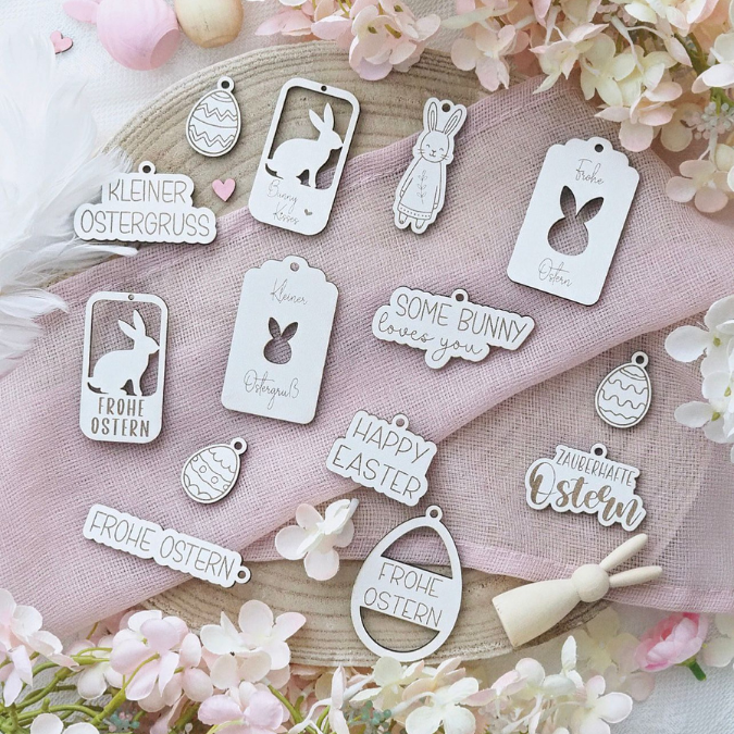 SVG Laserdatei 14 Designs Oster Geschenkanhänger Anhänger Laser Osterei Osterhase frohe Ostern Geschenkverpackung Osterdeko Skandi SVG Datei – Bild 7