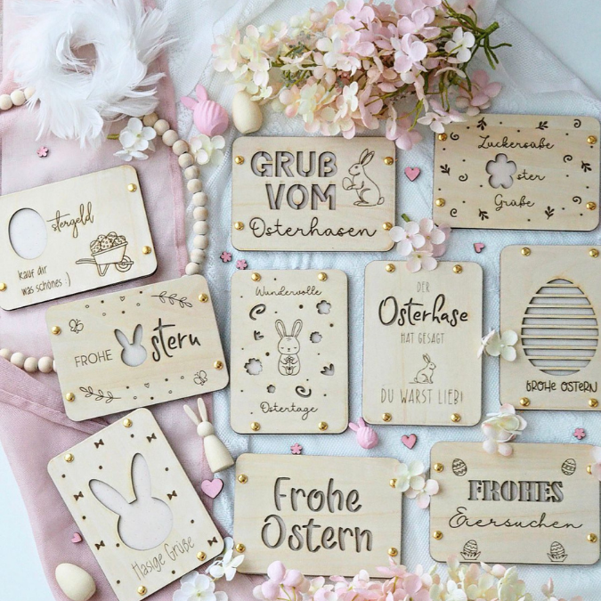 10 Designs SVG Laserdatei Ostern Geldgeschenk Verpackung für Geld Gutscheinkarten SVG-Datei Osterhase Geldverpackung Laser Ostergeld Hase – Bild 17