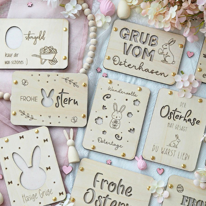 10 Designs SVG Laserdatei Ostern Geldgeschenk Verpackung für Geld Gutscheinkarten SVG-Datei Osterhase Geldverpackung Laser Ostergeld Hase – Bild 18