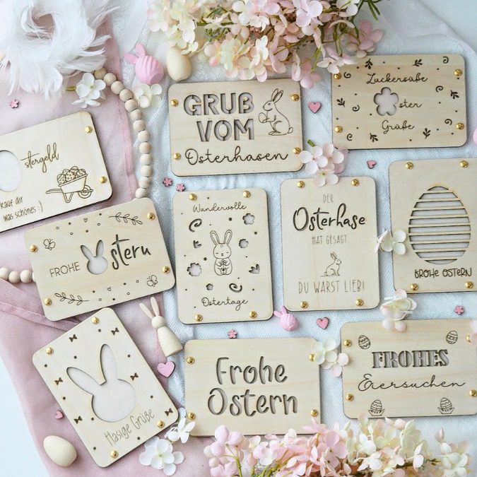 10 Designs SVG Laserdatei Ostern Geldgeschenk Verpackung für Geld Gutscheinkarten SVG-Datei Osterhase Geldverpackung Laser Ostergeld Hase – Bild 19