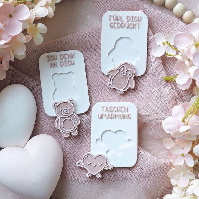 STL 3D Druck Datei Taschenumarmung 3er Beste Freundin Kleinigkeit hdl Geschenkidee Mitbringsel Freundschaft 3D-Druck Datei Pinguin Bär Herz – Bild 10