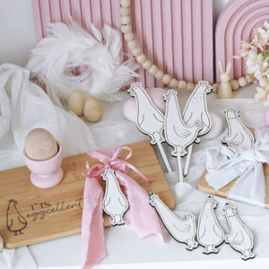 SVG Laserdatei Stecker, Anhänger und Bundle Eggcelent Hühne Huhn Frühling Ostern Caketopper Pflanzenstecker Frühlingsdatei Laser SVG Datei