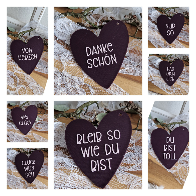 STL 3D Druck Datei Anhänger Herzen 9er Set Geschenkanhänger 3D-Druck Datei Mama Freundin Bussi Hab dich lieb zu verschiedenen Anlässen – Bild 3