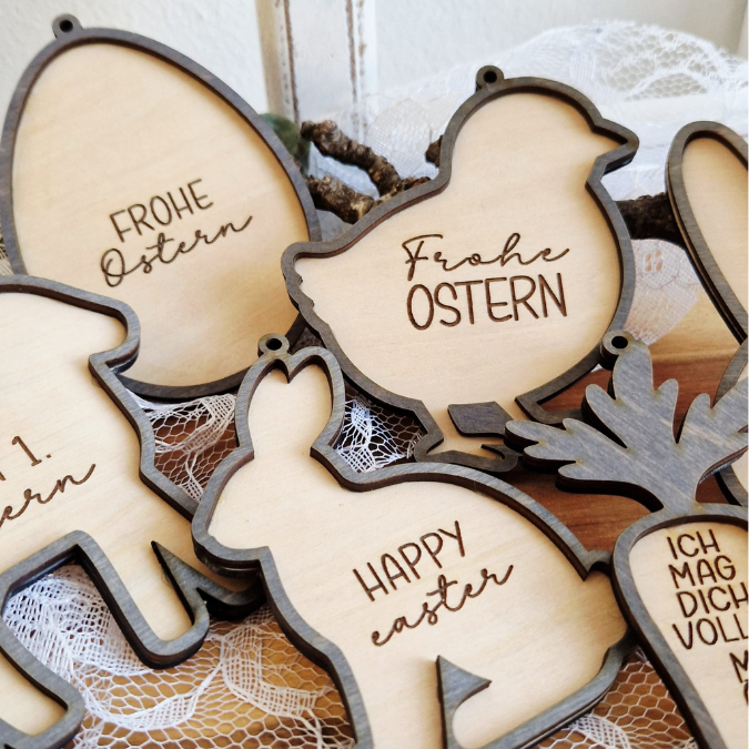 SVG Laserdatei Osteranhänger Aufhänger Geschenkanhänger Anhänger Laser Osterei Osterhase Hase Lamm Kücken Ei Karotte Osterdeko SVG Datei – Bild 5