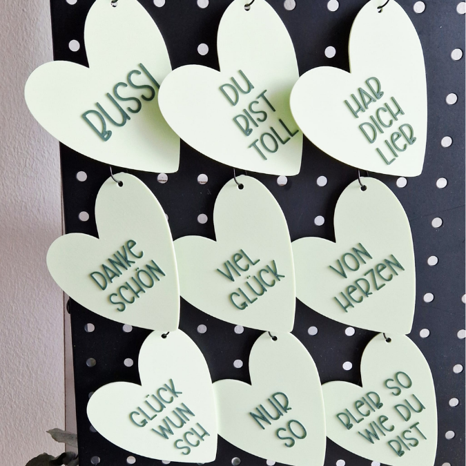 STL 3D Druck Datei Anhänger Herzen 9er Set Geschenkanhänger 3D-Druck Datei Mama Freundin Bussi Hab dich lieb zu verschiedenen Anlässen – Bild 4